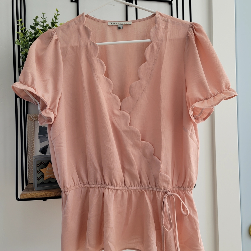 Madewell Pink Scalloped Blouse